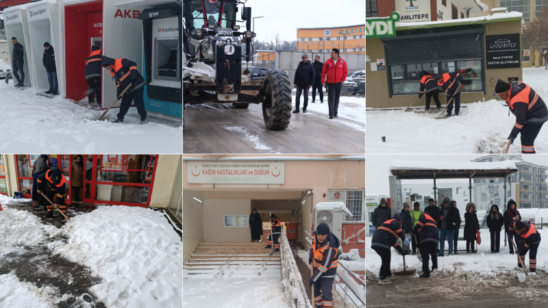 ŞEHİTKAMİL’DE KARLA MÜCADELE ARALIKSIZ SÜRÜYOR